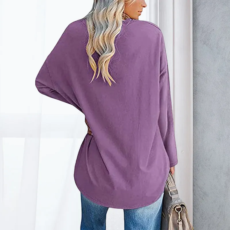 🔥 Sommerspecial 🔥Damen Lockeres Langärmeliges Modisches T-Shirt mit V-Ausschnitt