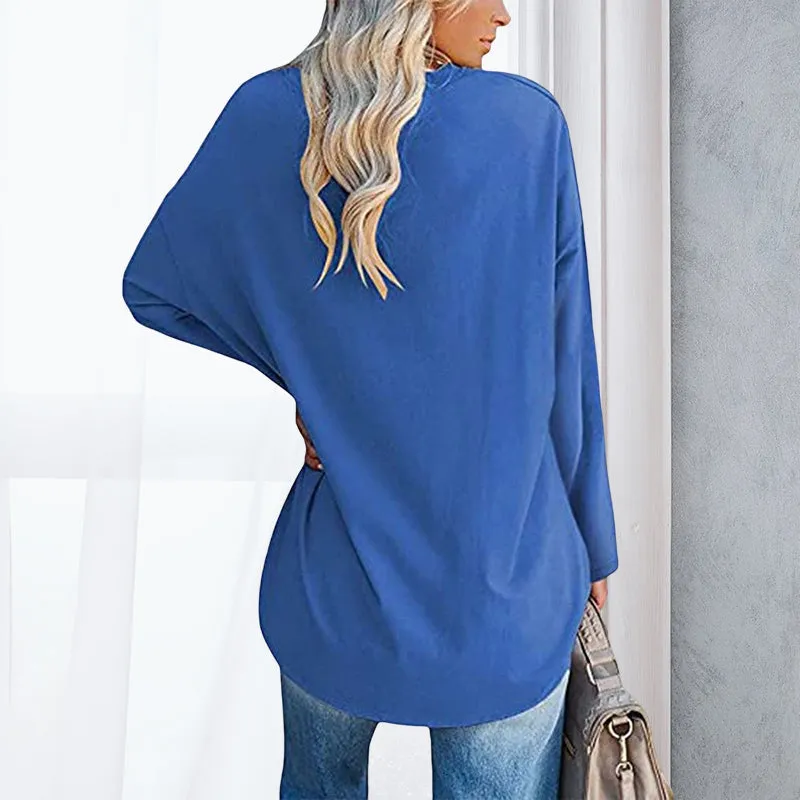 🔥 Sommerspecial 🔥Damen Lockeres Langärmeliges Modisches T-Shirt mit V-Ausschnitt