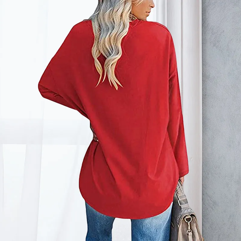 🔥 Sommerspecial 🔥Damen Lockeres Langärmeliges Modisches T-Shirt mit V-Ausschnitt