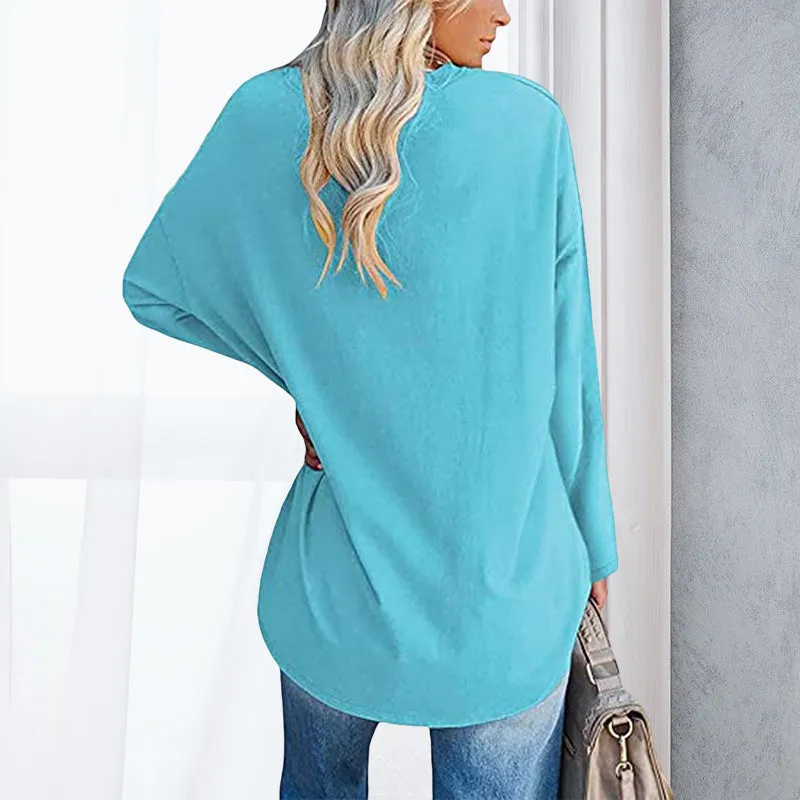 🔥 Sommerspecial 🔥Damen Lockeres Langärmeliges Modisches T-Shirt mit V-Ausschnitt