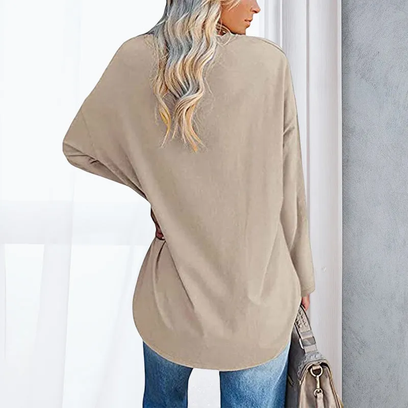 🔥 Sommerspecial 🔥Damen Lockeres Langärmeliges Modisches T-Shirt mit V-Ausschnitt