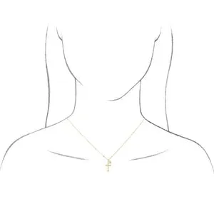 .06 CT Diamond Dangle & Beaded Cross 20" Necklace 87701