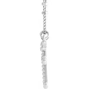 .06 CT Diamond Dangle & Beaded Cross 20" Necklace 87701