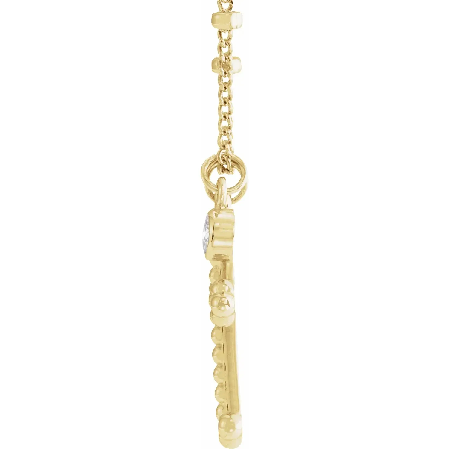 .06 CT Diamond Dangle & Beaded Cross 20" Necklace 87701