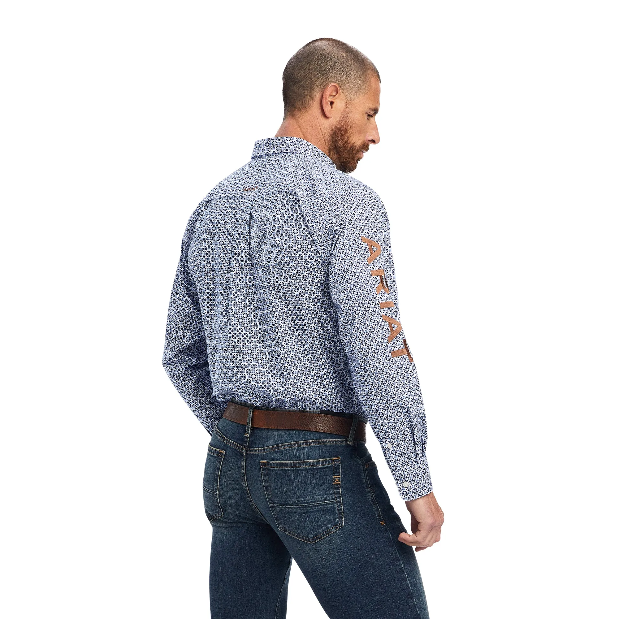 10041791 Ariat Men's Pro Series Team Maurice Fitted LS Shirt White