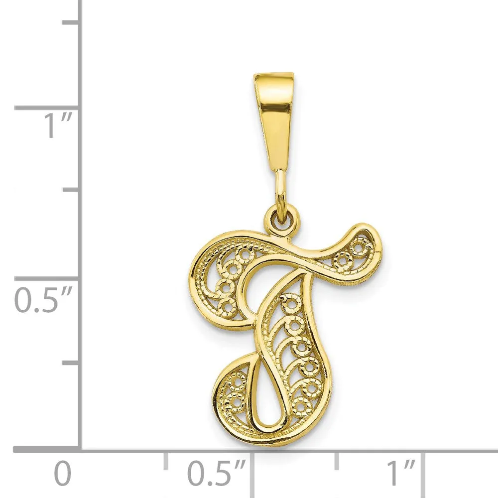10k Yellow Gold Initial T Pendant
