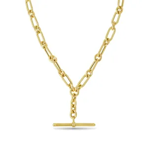 14K Gold T-Bar Necklace