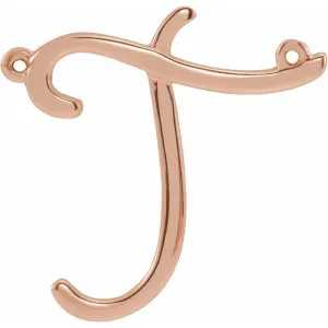 14K Rose Gold Script Initial T Necklace Center
