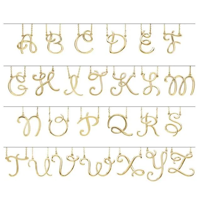 14K Rose Gold Script Initial T Necklace Center