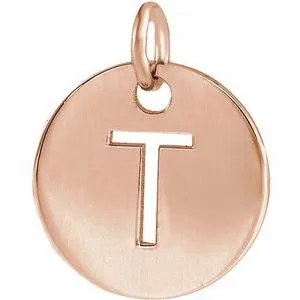 14K Rose Initial T Pendant