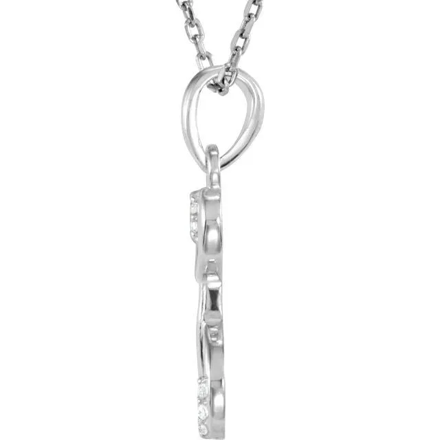 14K White Gold .025 CTW Diamond Initial T 18" Necklace