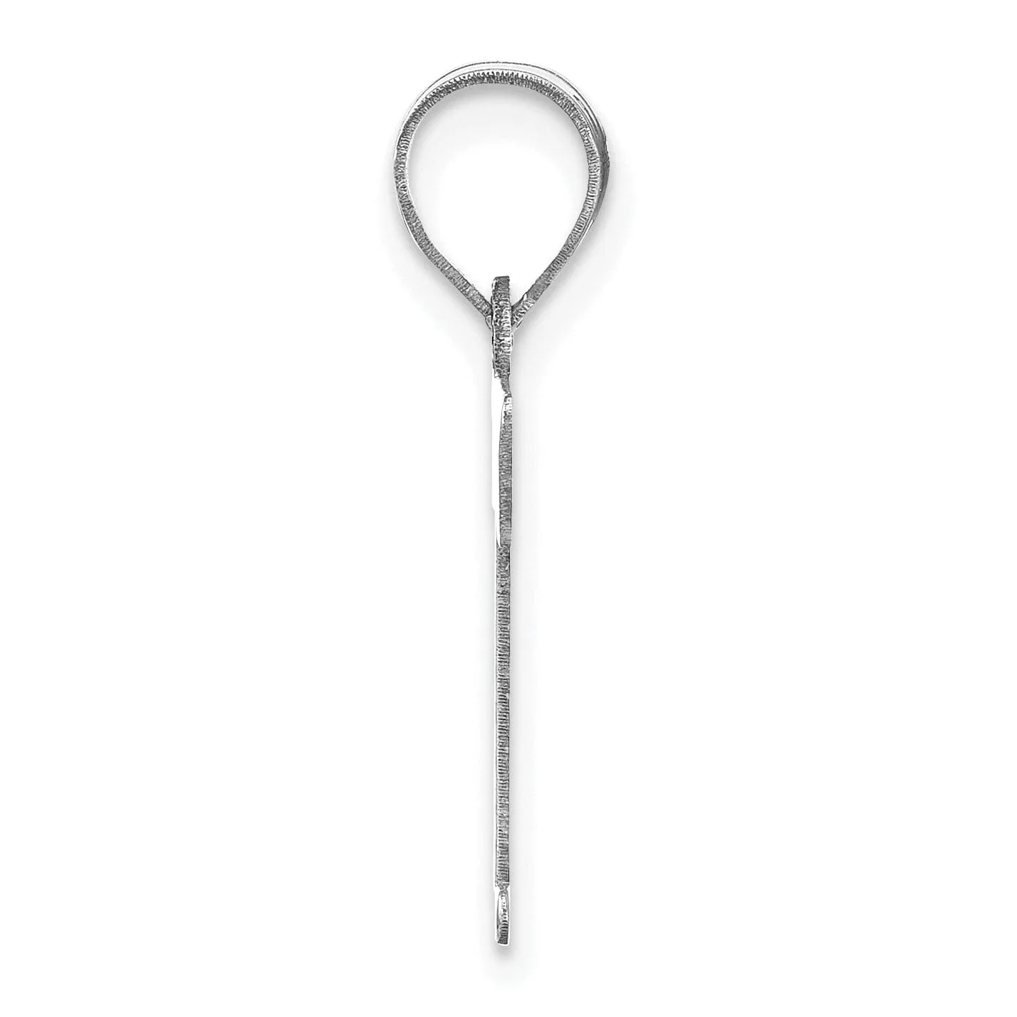 14k White Gold  Slanted Design Letter T Initial Charm Pendant