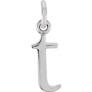 14K White Lowercase Initial T Pendant