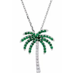 14K White Tsavorite Garnet & .08 CTW Diamond 18" Necklace