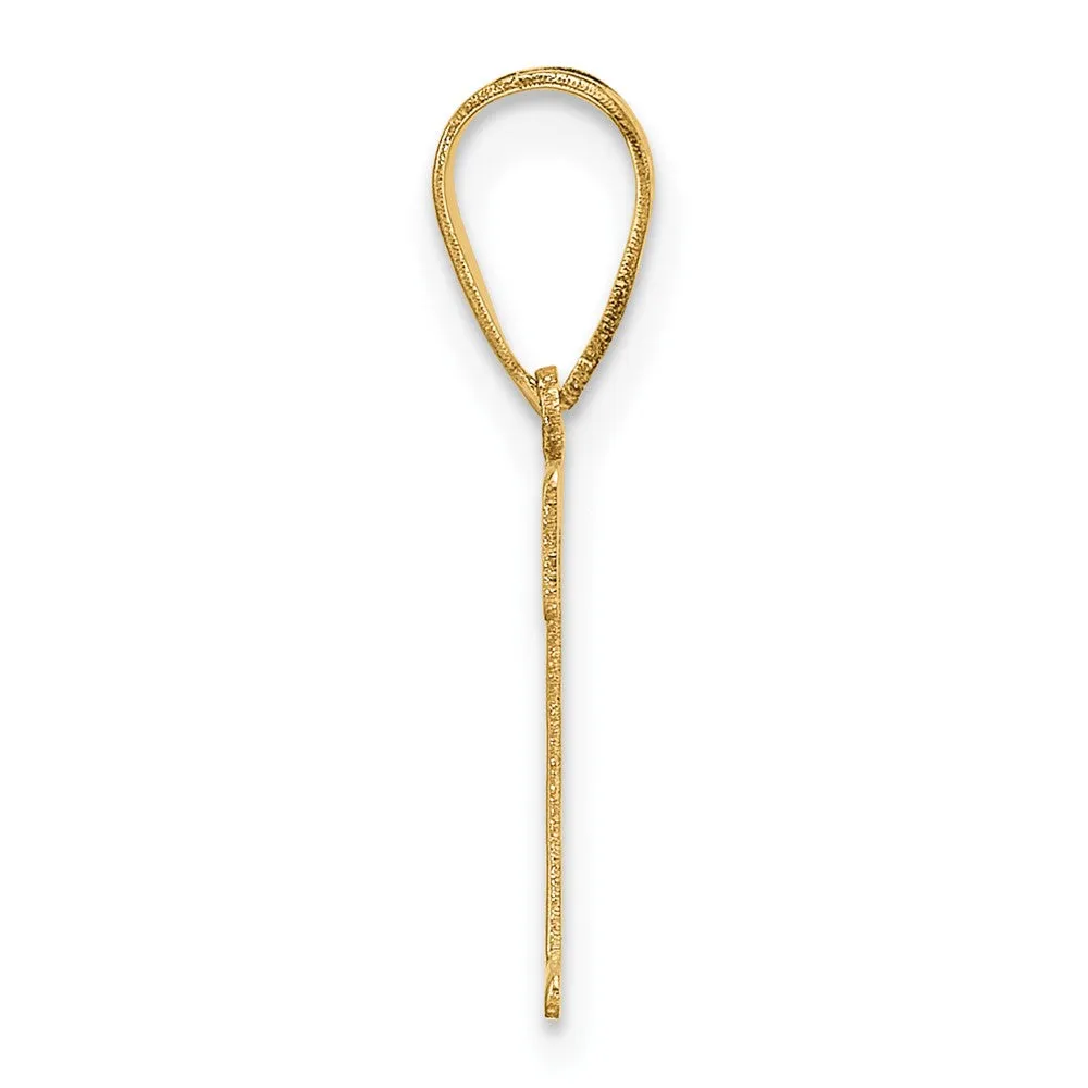 14k Yellow Gold Polished Etched Letter T Initial Pendant