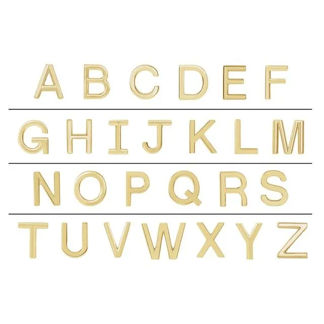 14K Yellow Gold Single Initial T Earring