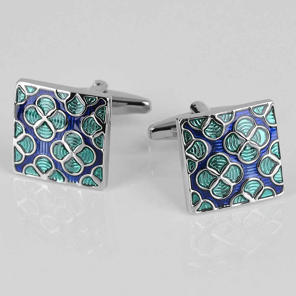 17mm Square Enamel Cufflinks