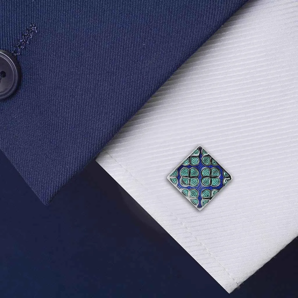 17mm Square Enamel Cufflinks