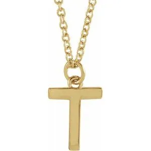 18K Yellow Gold-Plated Sterling Silver Initial T  Dangle 16" Necklace