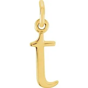 18K Yellow Gold-Plated Sterling Silver Lowercase Initial T Pendant