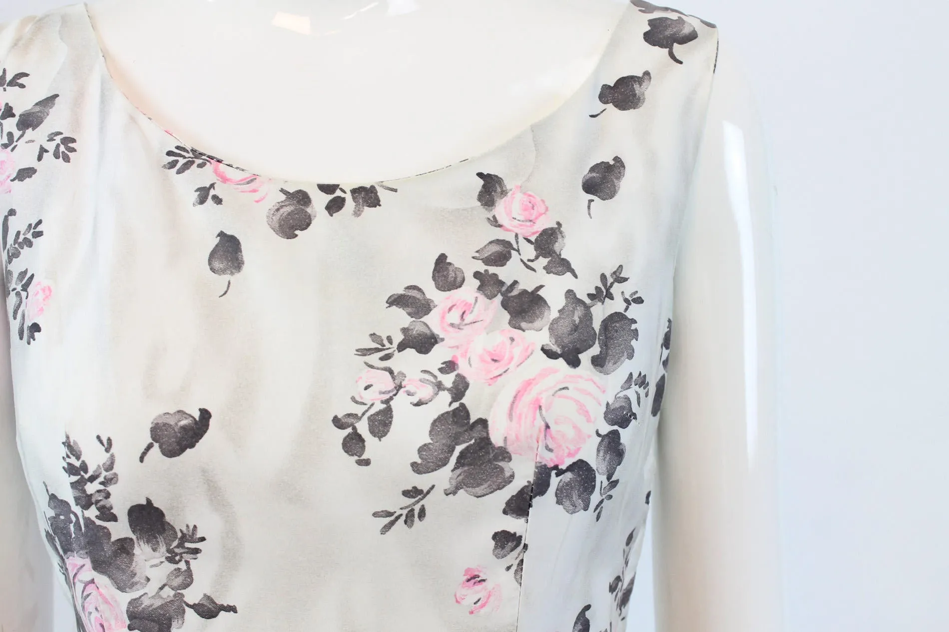 1950s ROSE print cotton dress xs | new spring