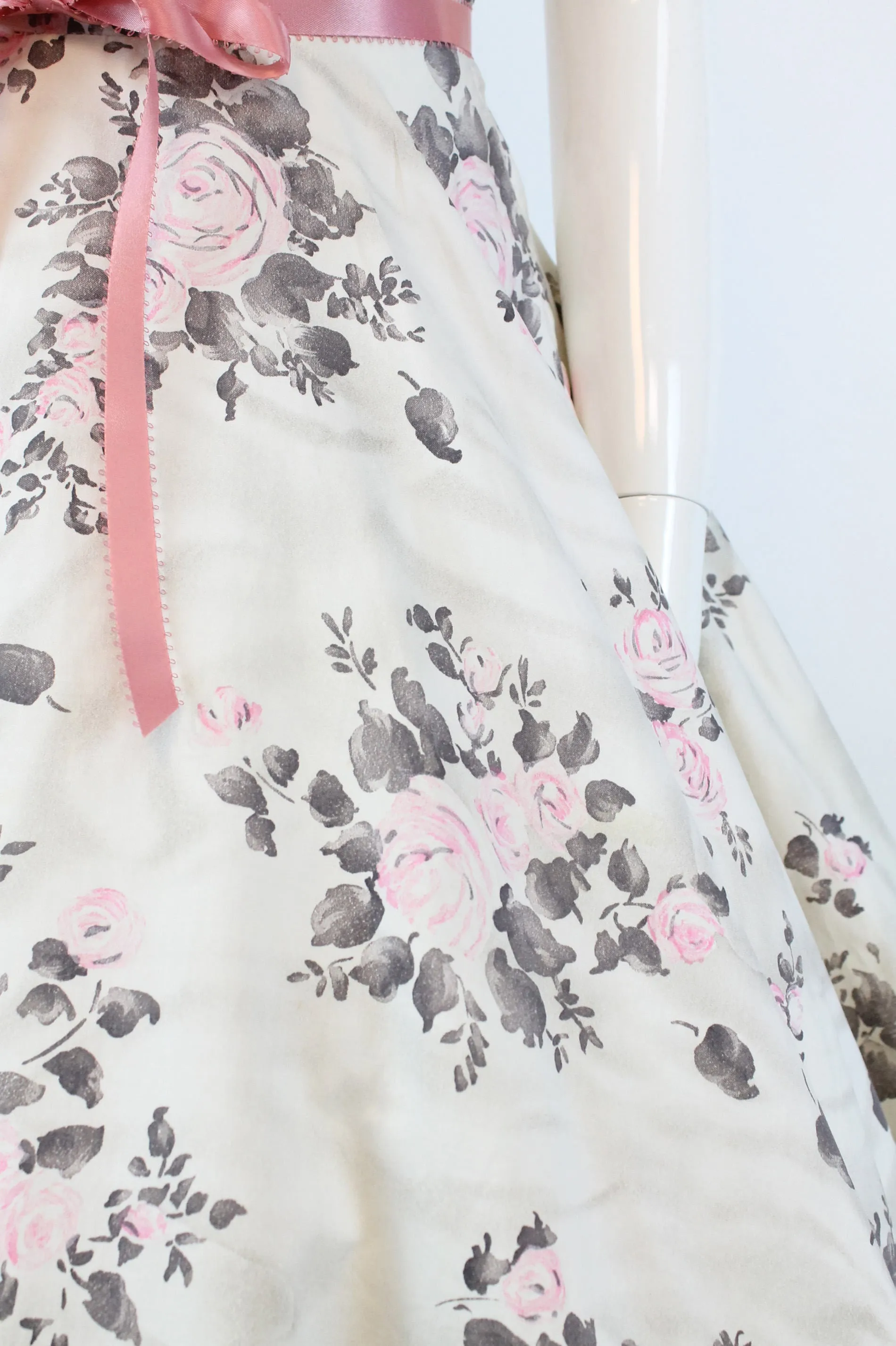 1950s ROSE print cotton dress xs | new spring