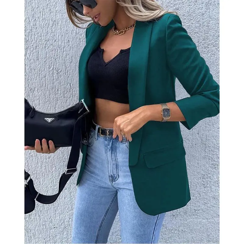 2023 Autumn and Winter Women's New Fashion Commuter Long Sleeve Sexy Printed Suit Casual Comfortable Versatile Coat