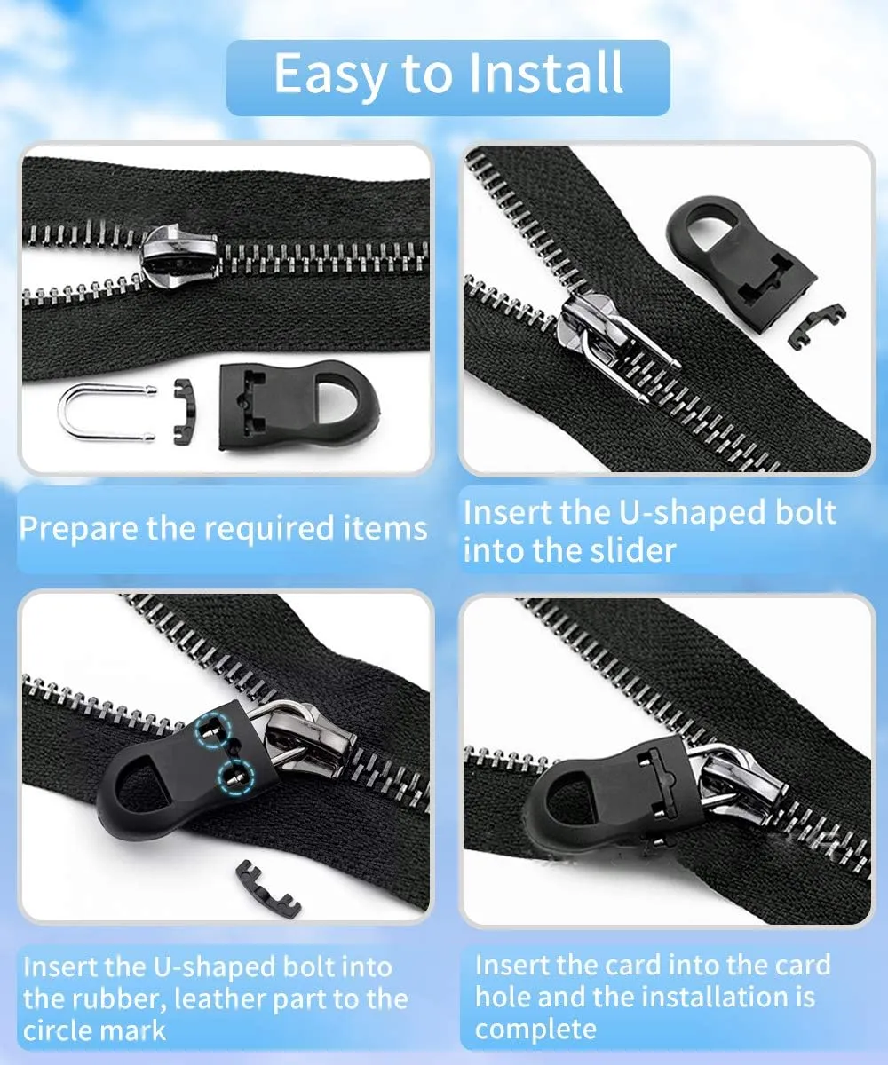 40pcs Universal Zipper Replacement Kit Removable Pulls