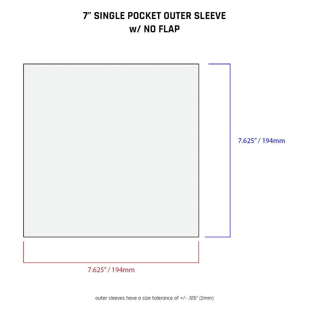 7" Single Pocket Outer Sleeves w/ No Flap - 4mil (25 pack)