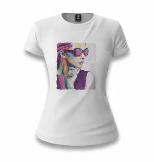 A Woman Silhouette Made out of Shapes White Women T-shirt