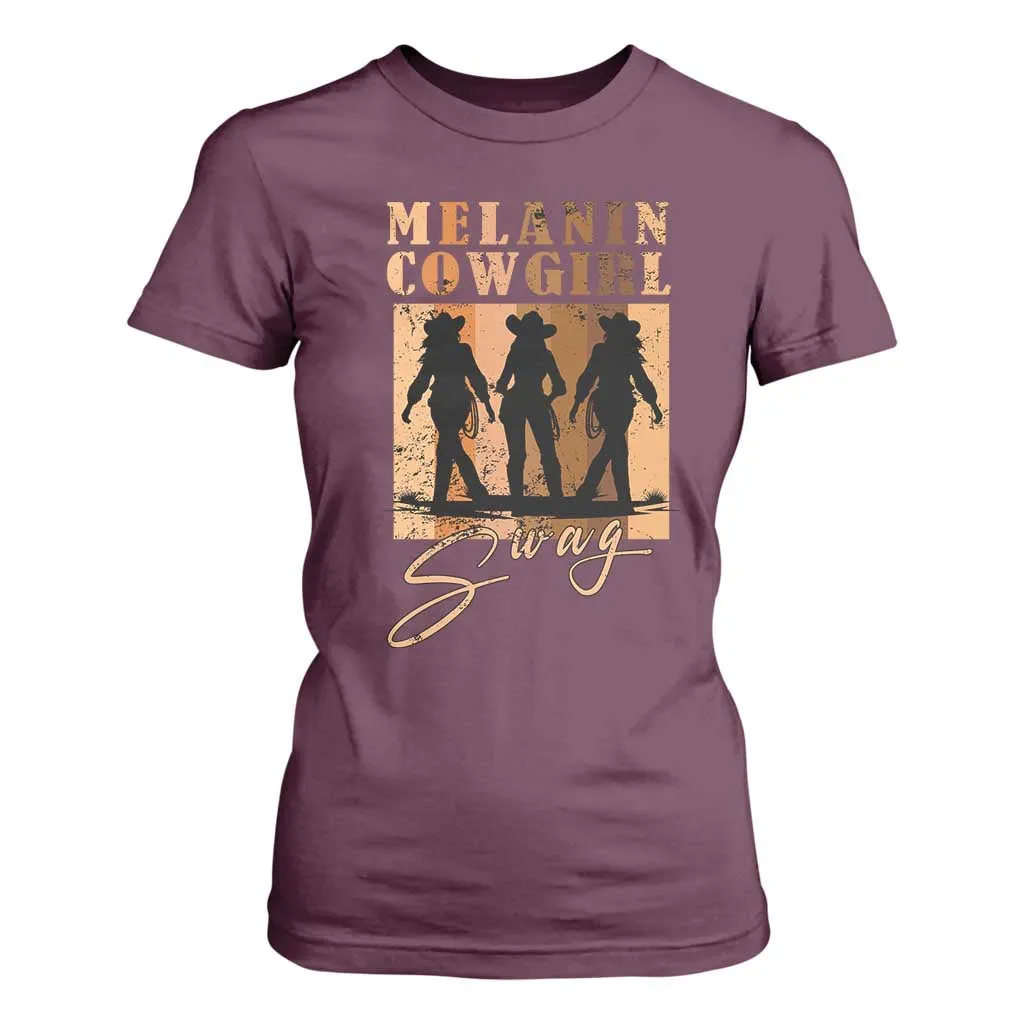 African Melanin Cowgirl Swag T Shirt For Women Cowgirls Black History Pride Retro TS02
