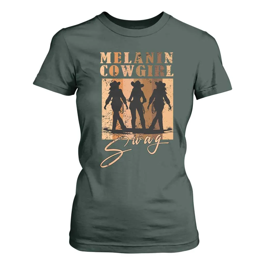 African Melanin Cowgirl Swag T Shirt For Women Cowgirls Black History Pride Retro TS02