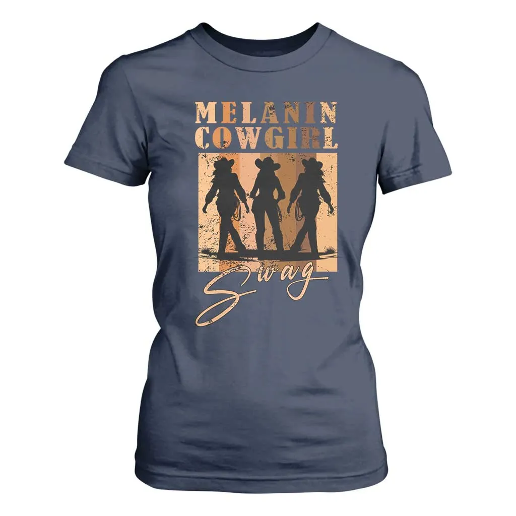 African Melanin Cowgirl Swag T Shirt For Women Cowgirls Black History Pride Retro TS02