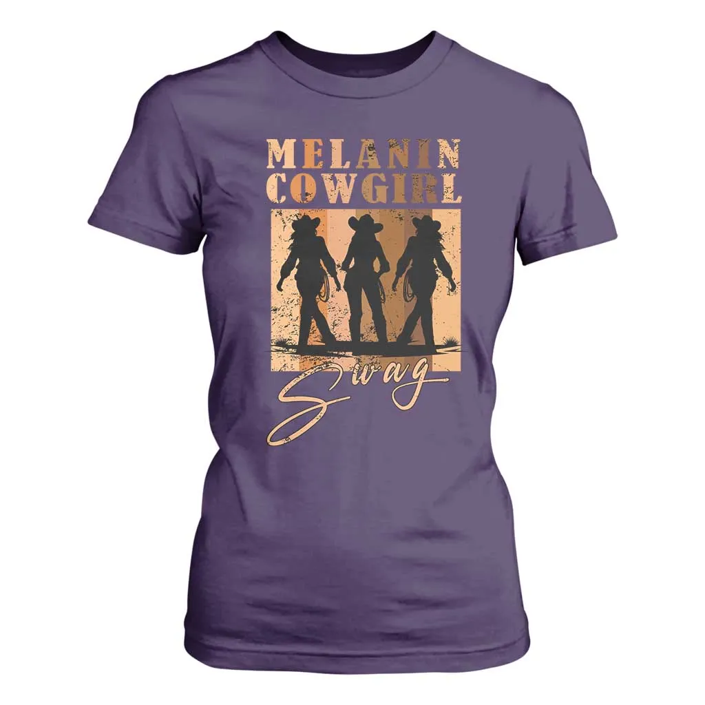 African Melanin Cowgirl Swag T Shirt For Women Cowgirls Black History Pride Retro TS02