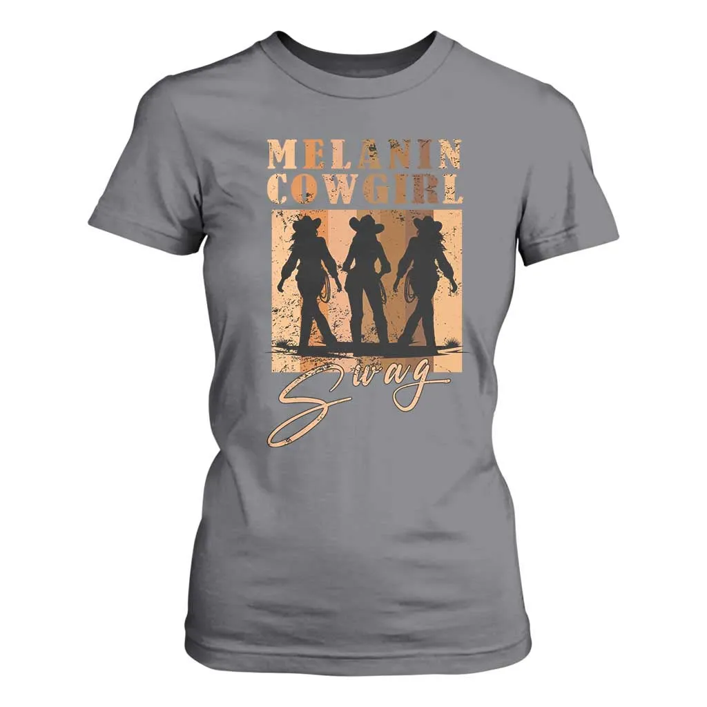 African Melanin Cowgirl Swag T Shirt For Women Cowgirls Black History Pride Retro TS02