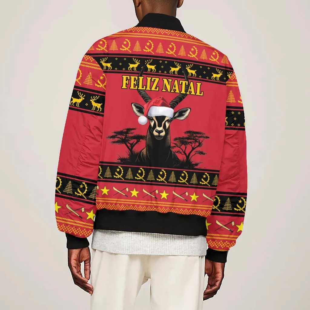 Afro Angola Giant Sable Antelope Christmas Bomber Jacket Virtus Unita Fortior Feliz Natal LT18