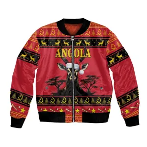 Afro Angola Giant Sable Antelope Christmas Bomber Jacket Virtus Unita Fortior Feliz Natal LT18