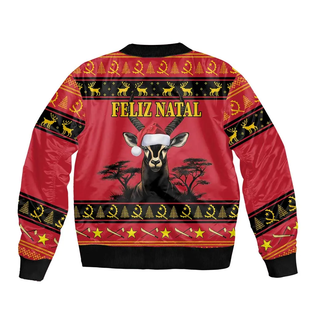 Afro Angola Giant Sable Antelope Christmas Bomber Jacket Virtus Unita Fortior Feliz Natal LT18