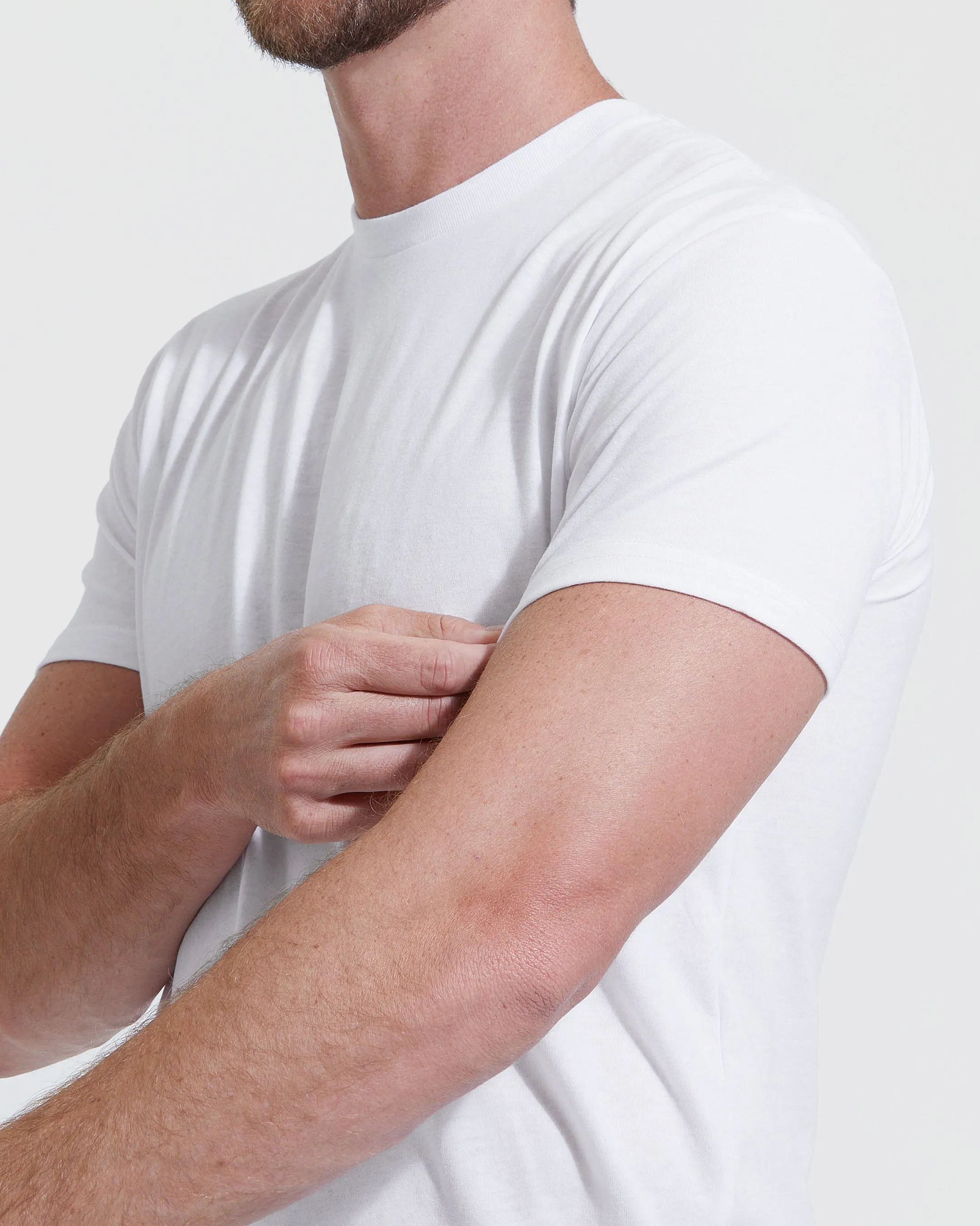 All-White Tall Straight Hem Crew Neck T-Shirt 3-Pack