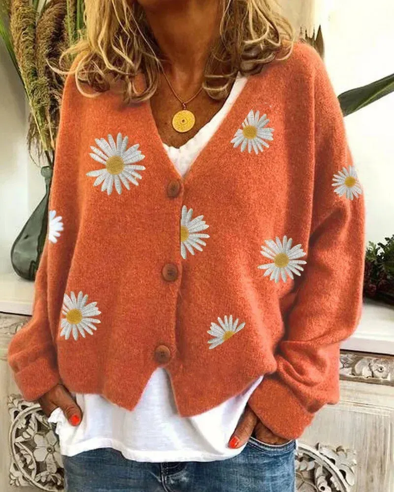 Althea - Lässige Blumen-Häkel-Strickjacke