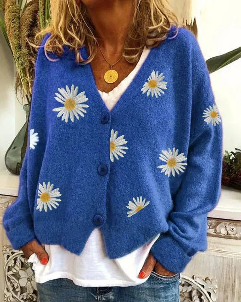 Althea - Lässige Blumen-Häkel-Strickjacke