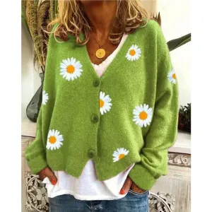 Althea - Lässige Blumen-Häkel-Strickjacke