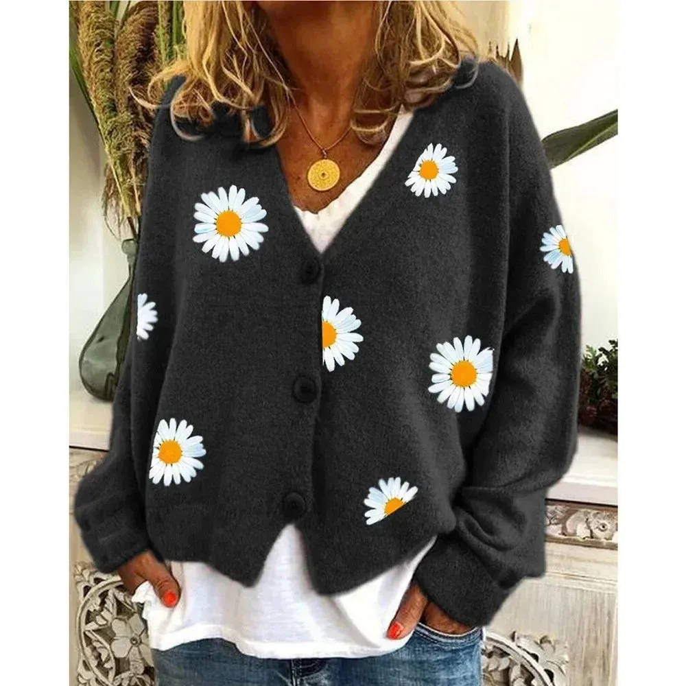 Althea - Lässige Blumen-Häkel-Strickjacke