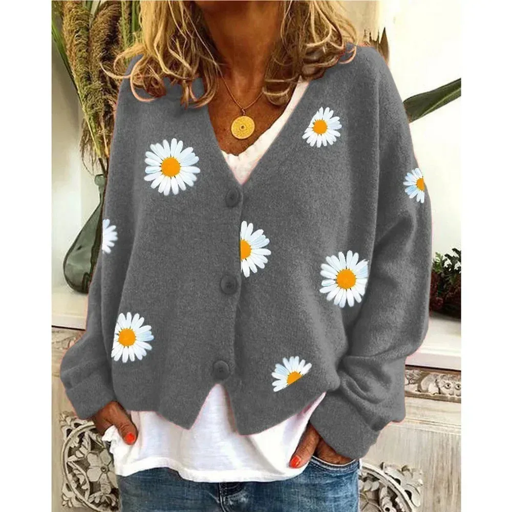 Althea - Lässige Blumen-Häkel-Strickjacke