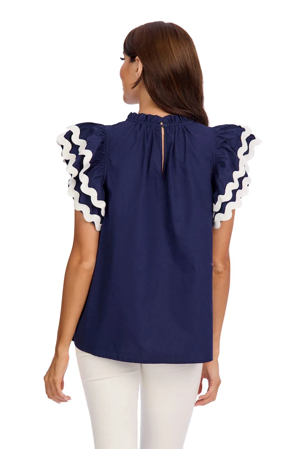 Angie Ric-Rac Top - Navy by Mud Pie
