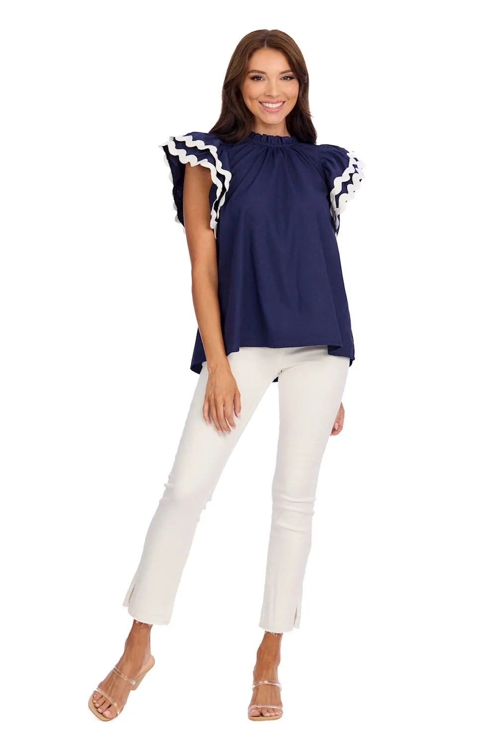 Angie Ric-Rac Top - Navy by Mud Pie