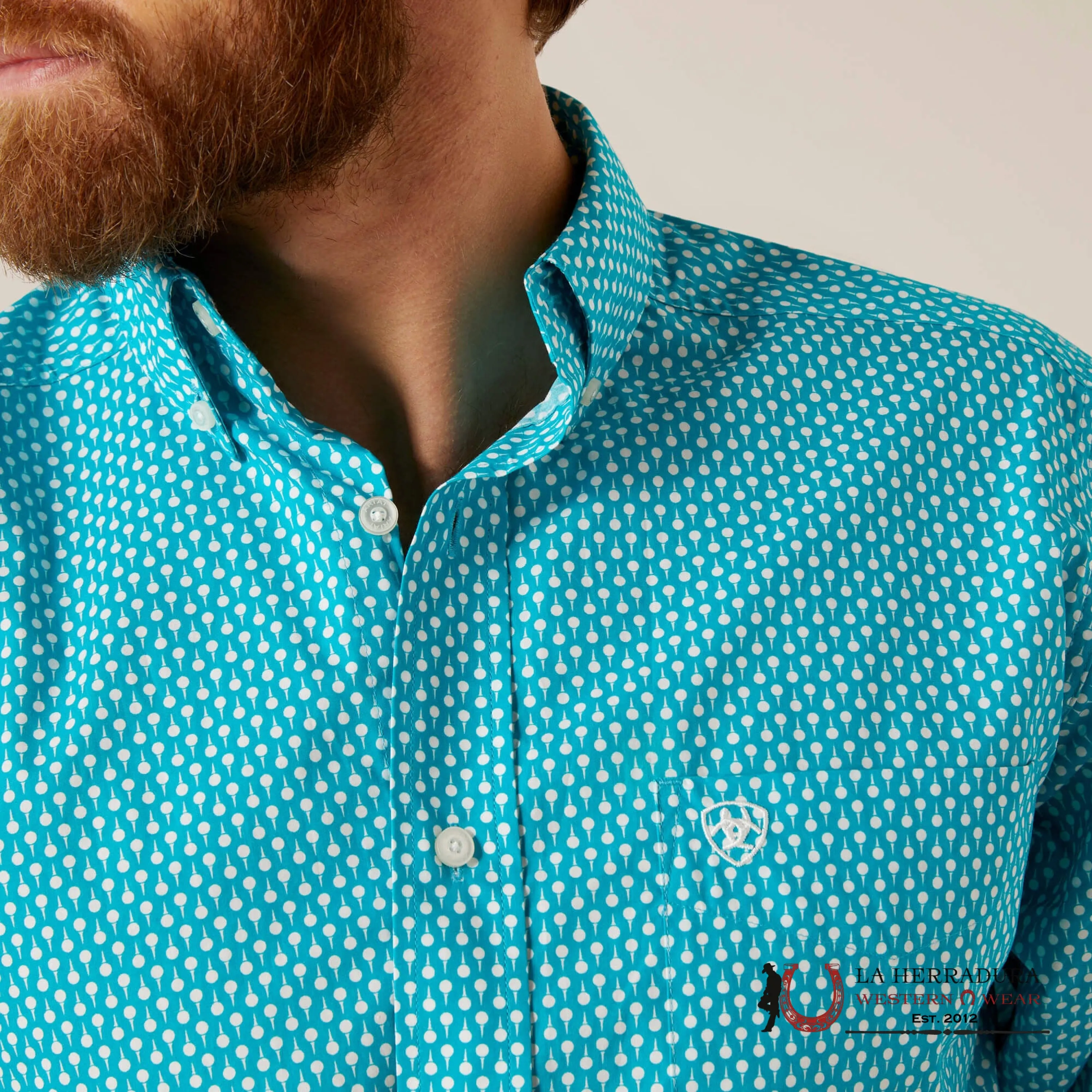 ARIAT BLAINE FITTED LONG SLEEVE SHIRT LANAI TURQUOISE - 6193