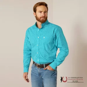 ARIAT BLAINE FITTED LONG SLEEVE SHIRT LANAI TURQUOISE - 6193