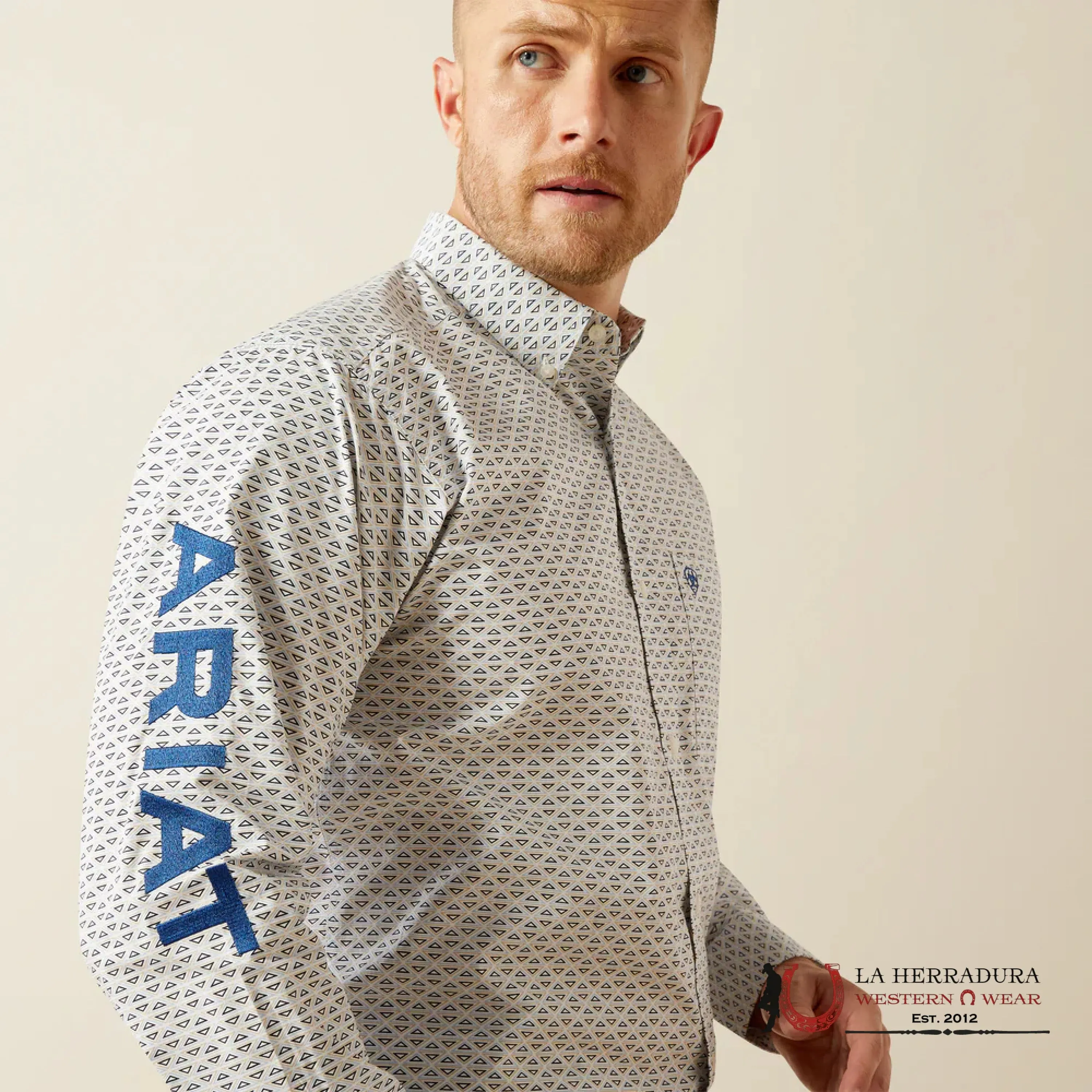 ARIAT CLASSIC FIT LONG SLEEVE MENS SHIRT TEAM DREW BLUE/NAVY - 4667