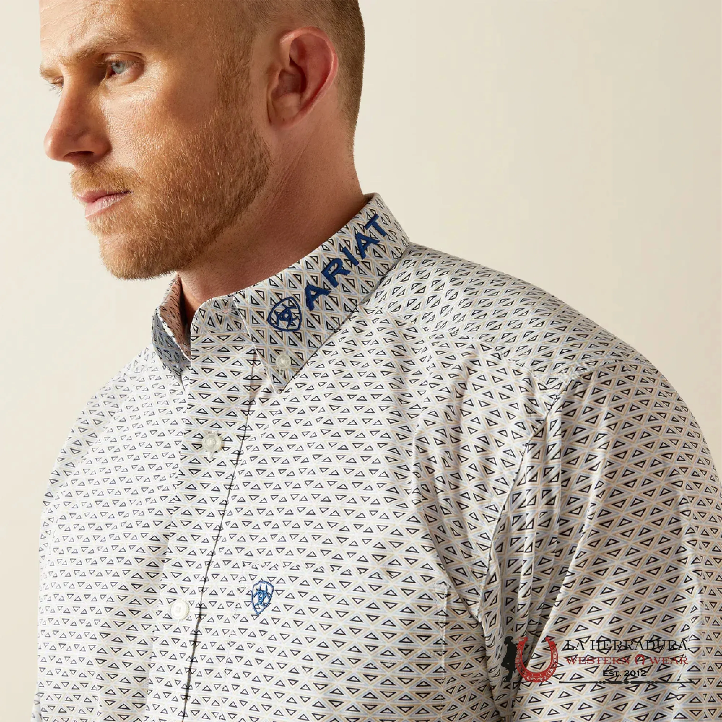 ARIAT CLASSIC FIT LONG SLEEVE MENS SHIRT TEAM DREW BLUE/NAVY - 4667